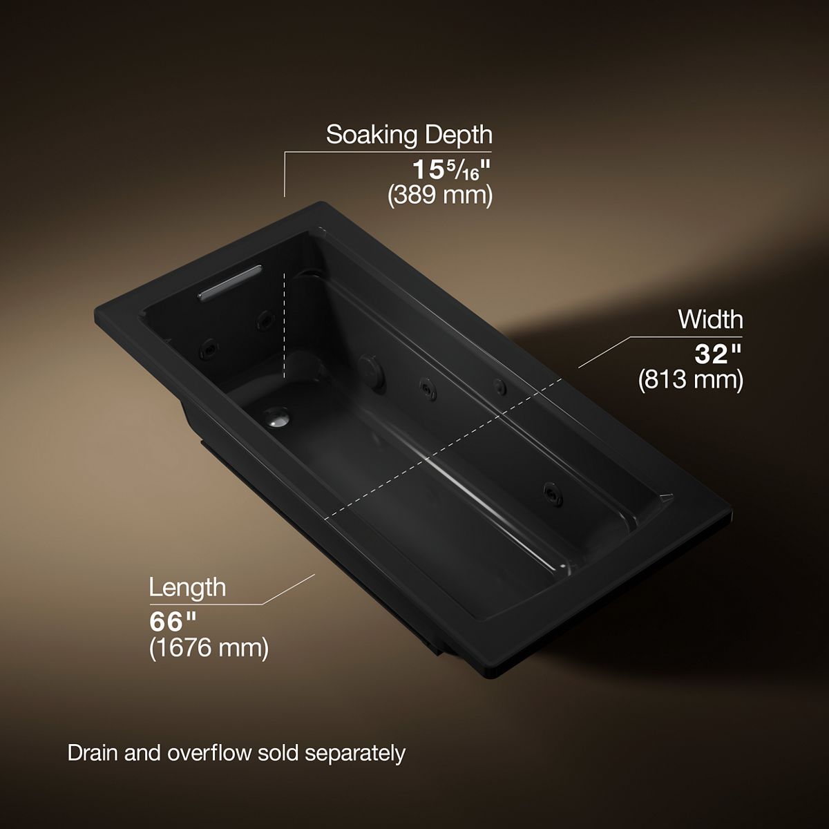 3/4 view of product with dimensions