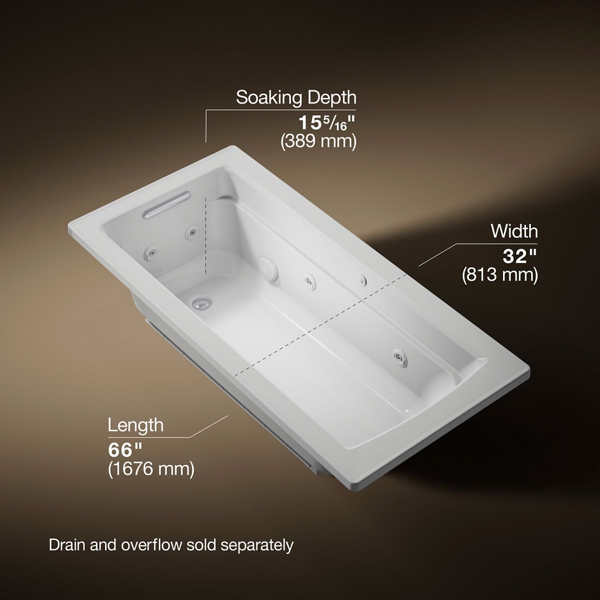 3/4 view of product with dimensions