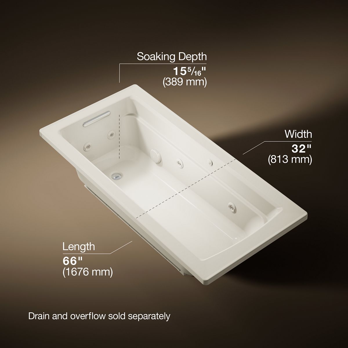 3/4 view of product with dimensions