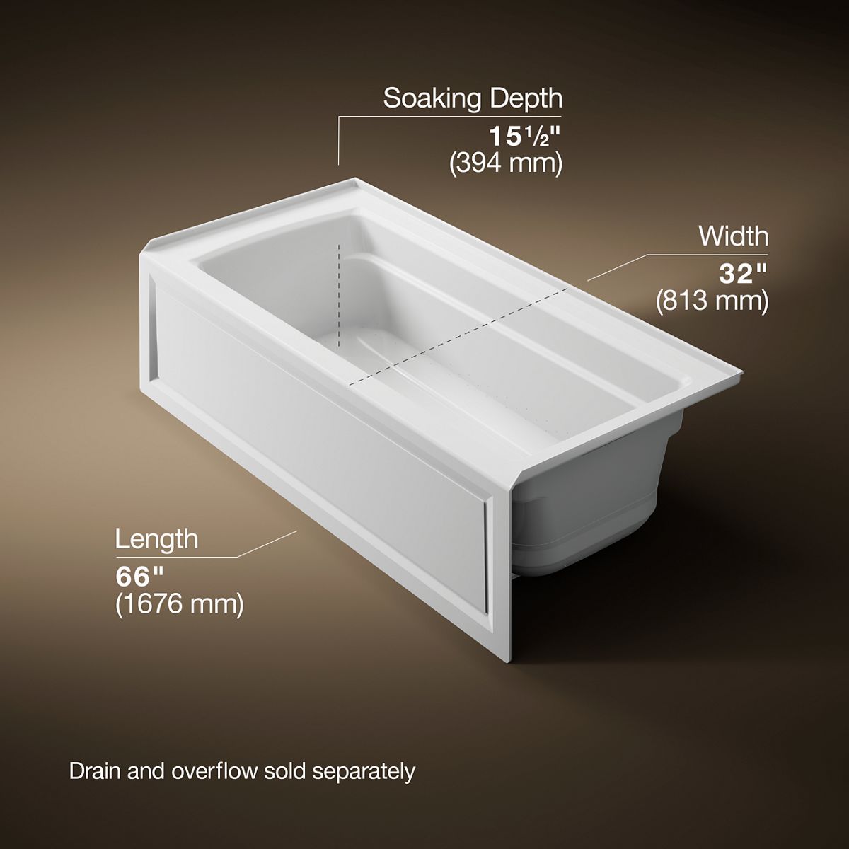 3/4 view of product with dimensions