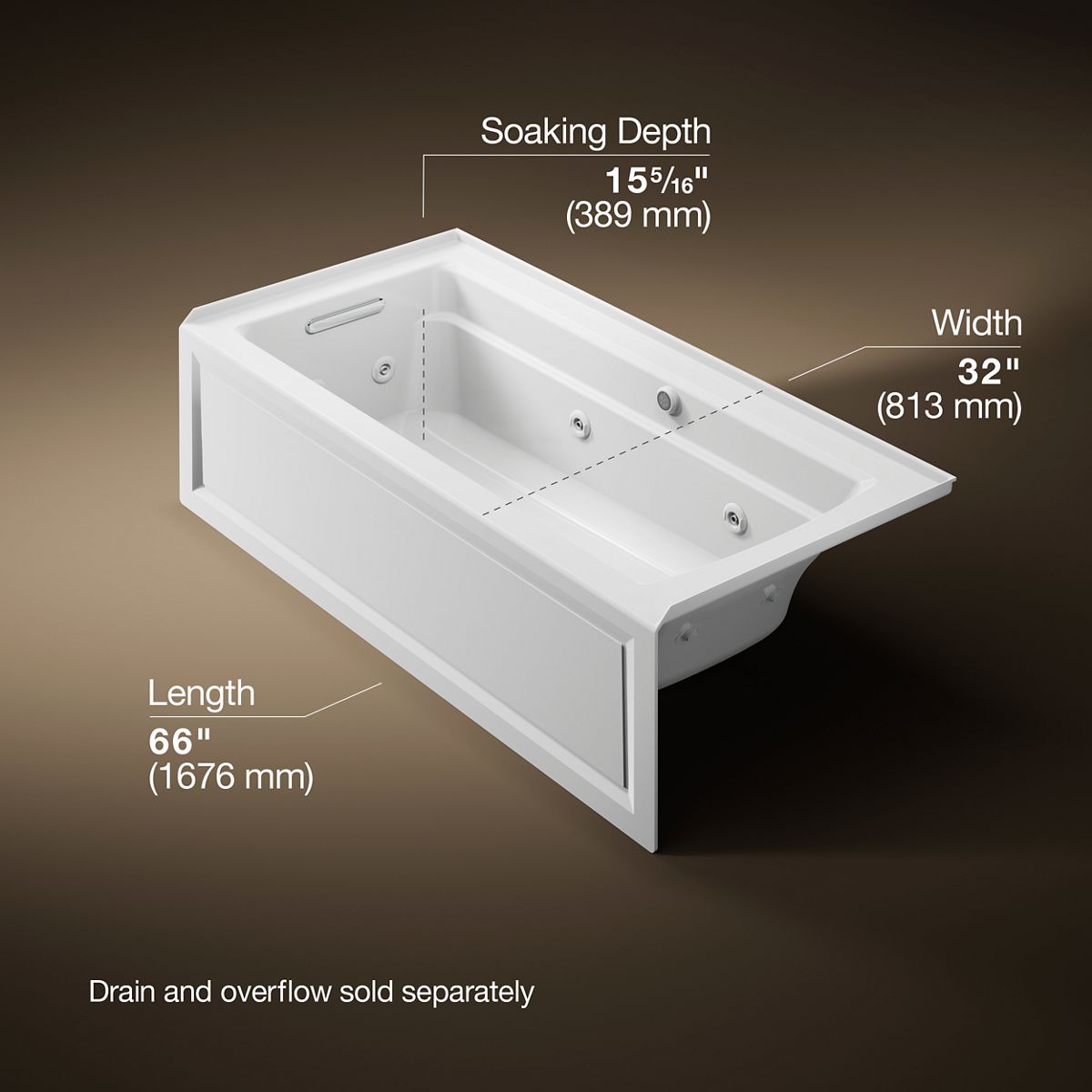 3/4 view of product with dimensions