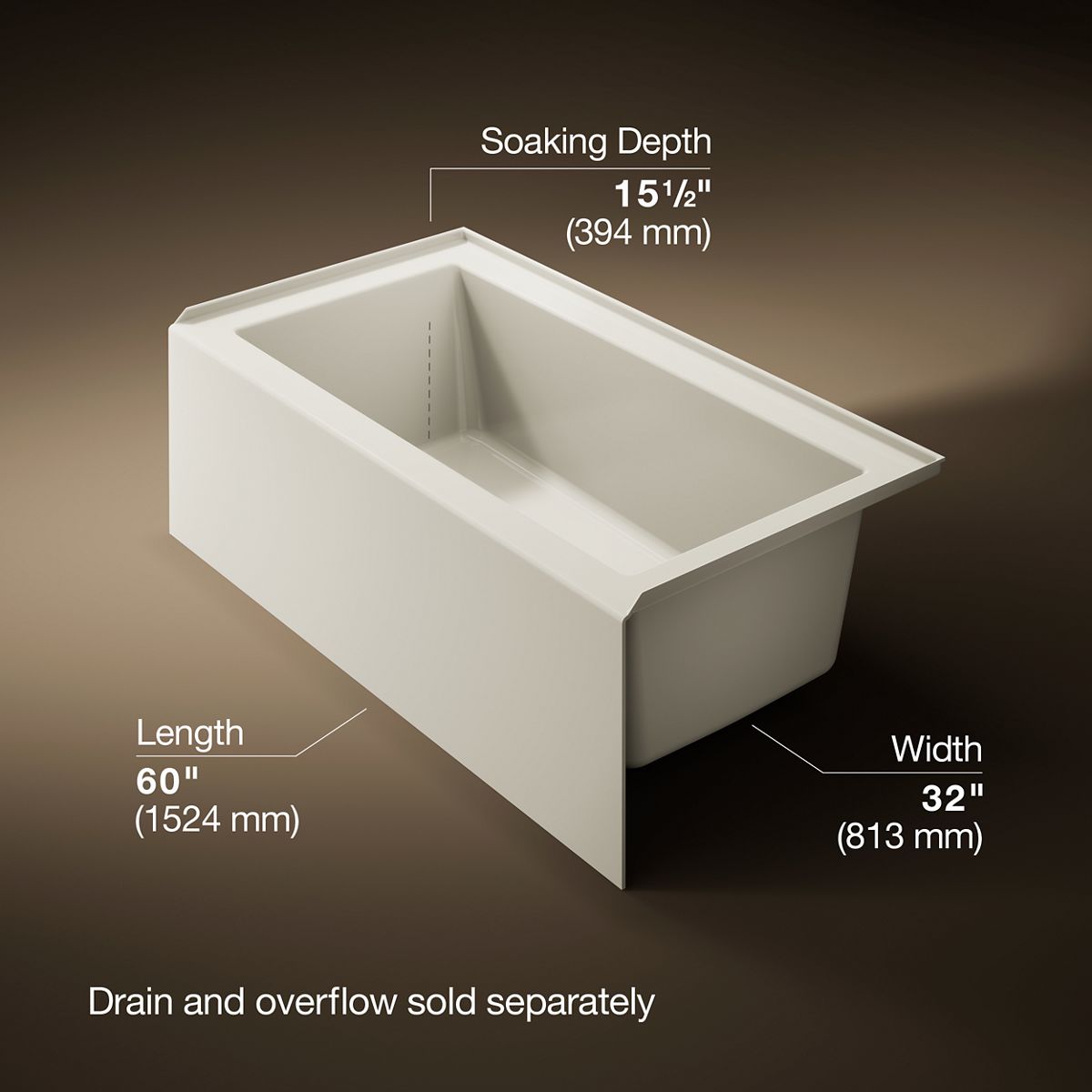 3/4 view of product with dimensions