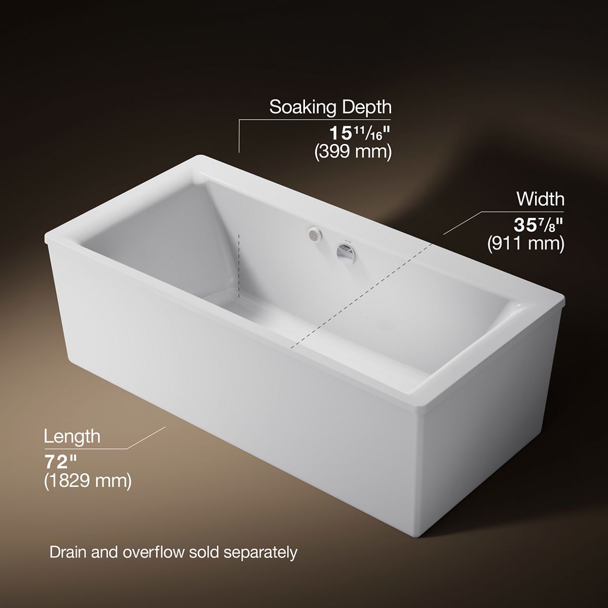3/4 view of product with dimensions