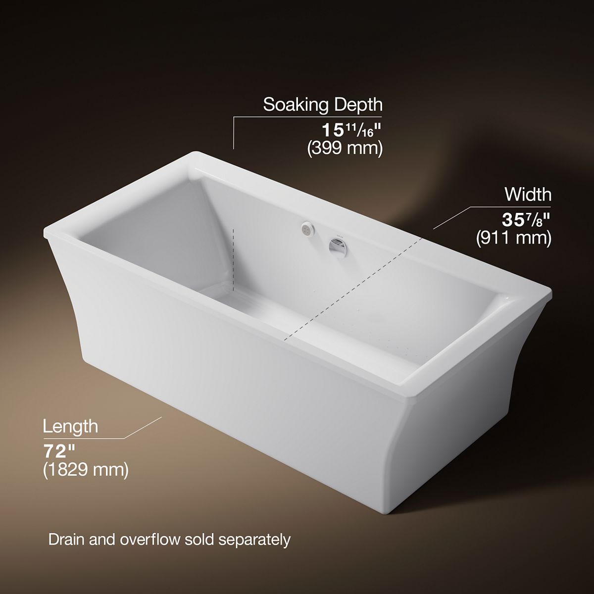 3/4 view of product with dimensions