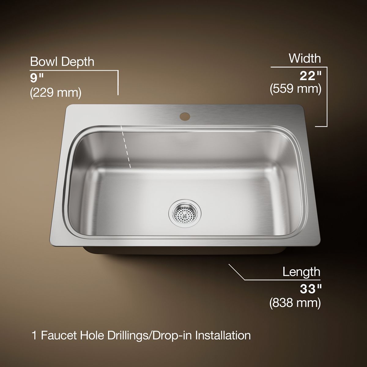 3/4 view of product with dimensions