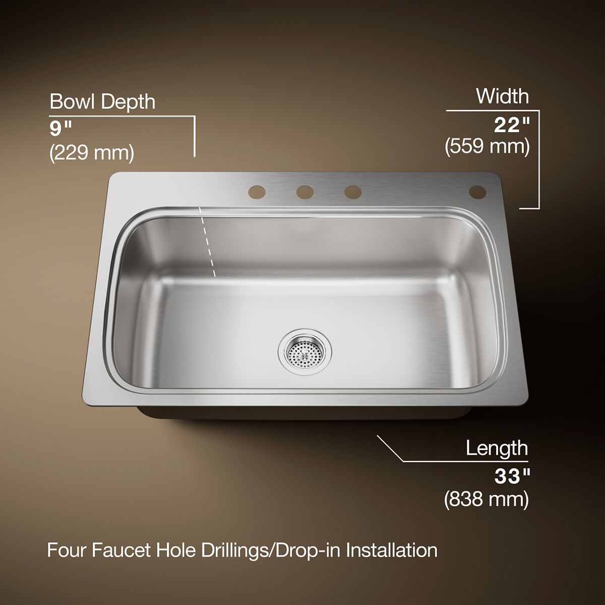 3/4 view of product with dimensions