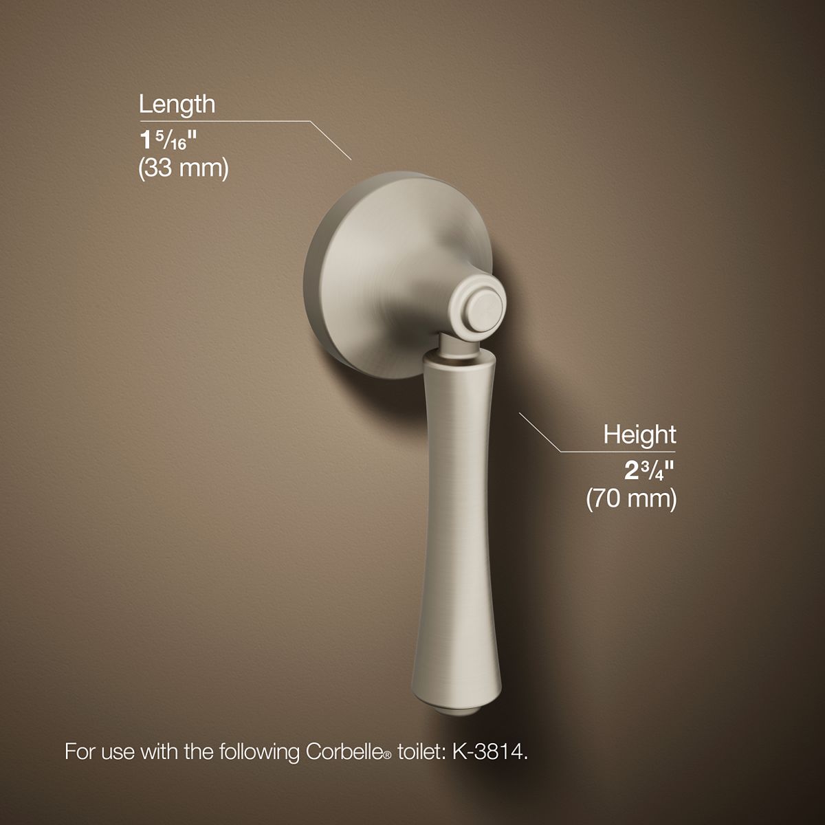 3/4 view of product with dimensions