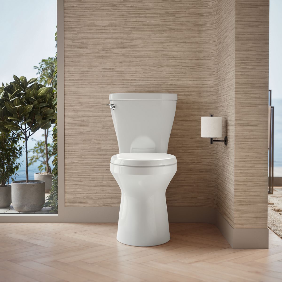 Up to 2 walls & multiple product categories visible, 1-point perspective