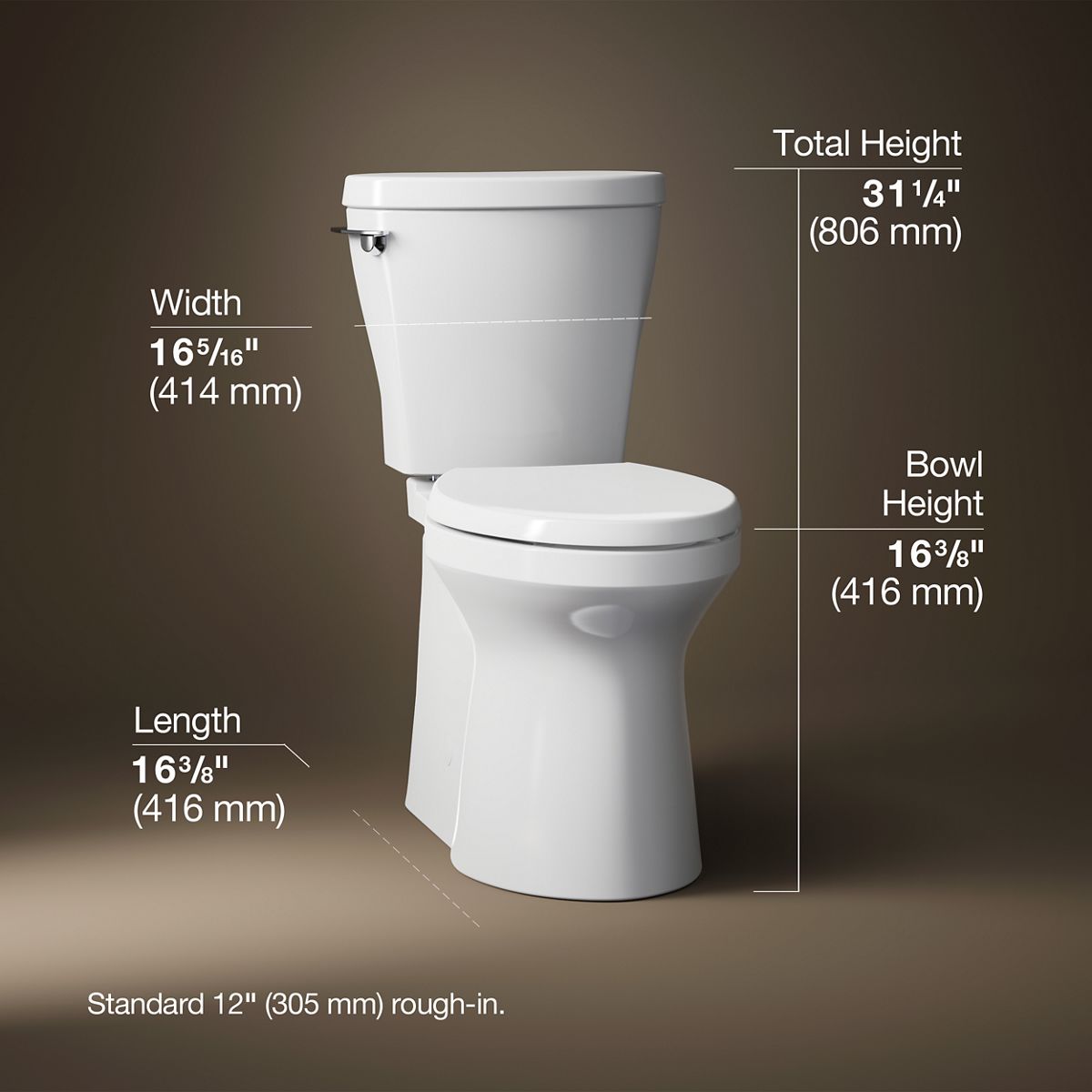 3/4 view of product with dimensions