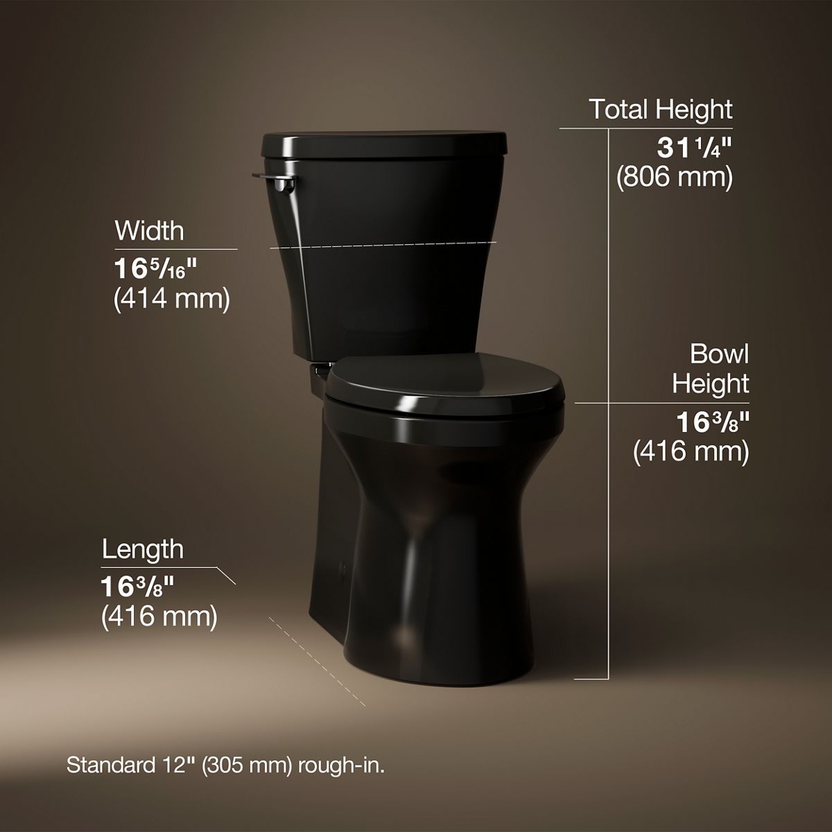 3/4 view of product with dimensions