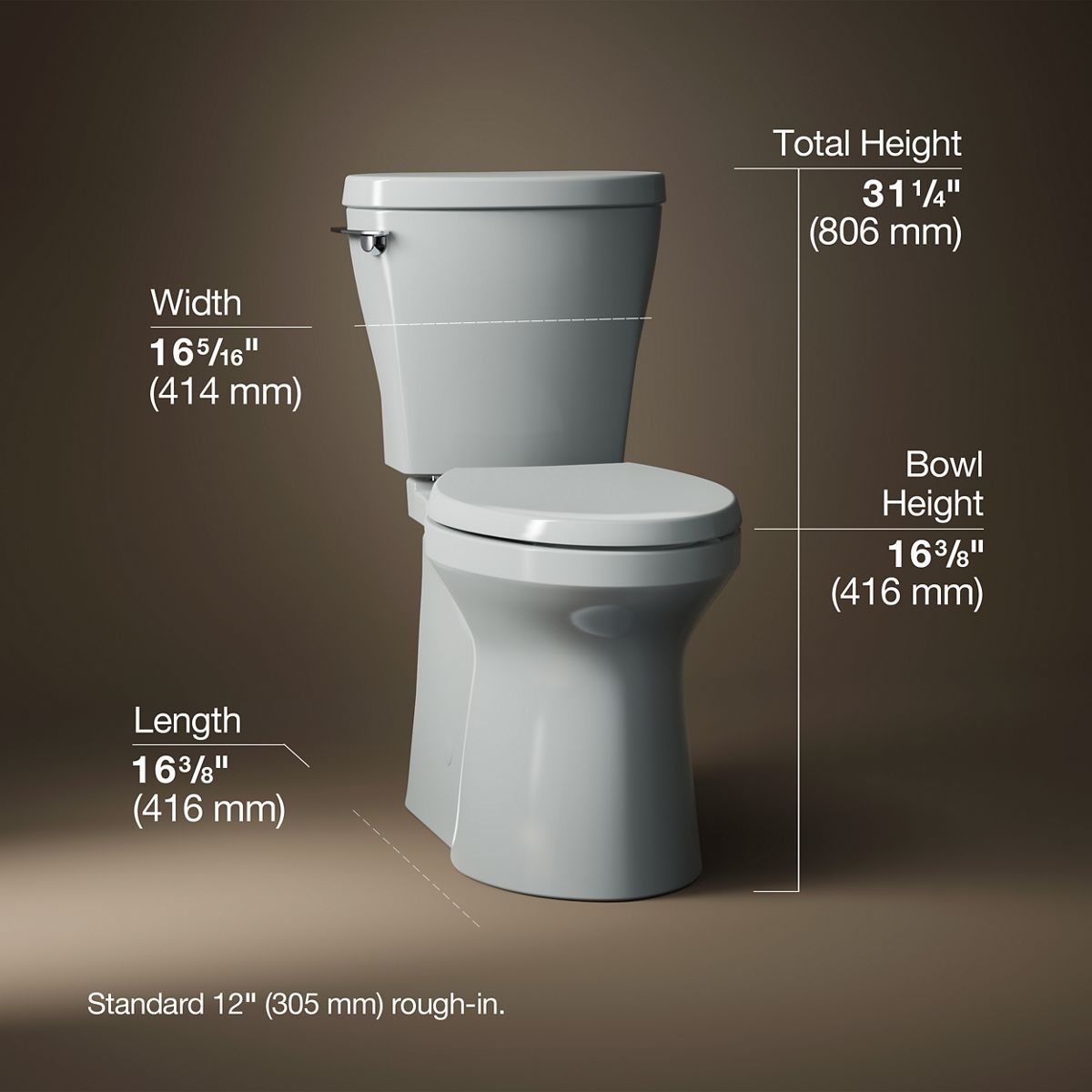 3/4 view of product with dimensions