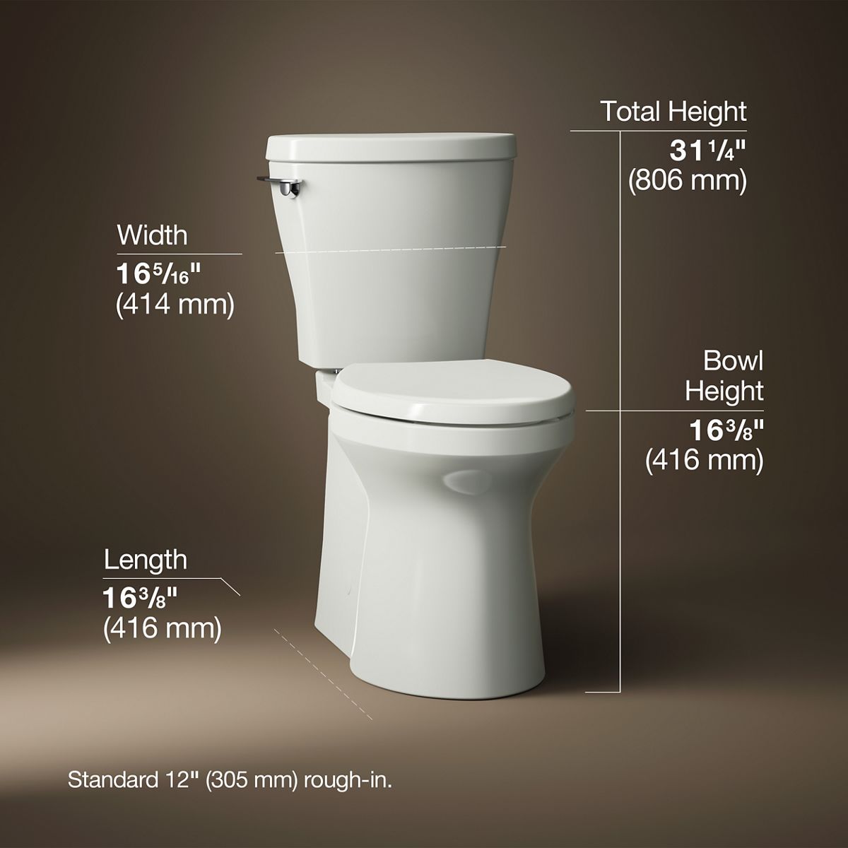 3/4 view of product with dimensions