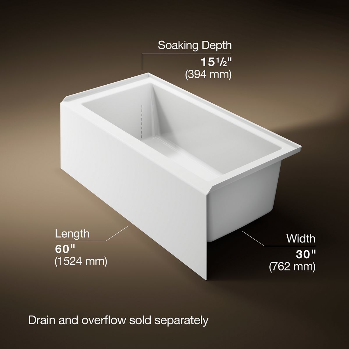 3/4 view of product with dimensions
