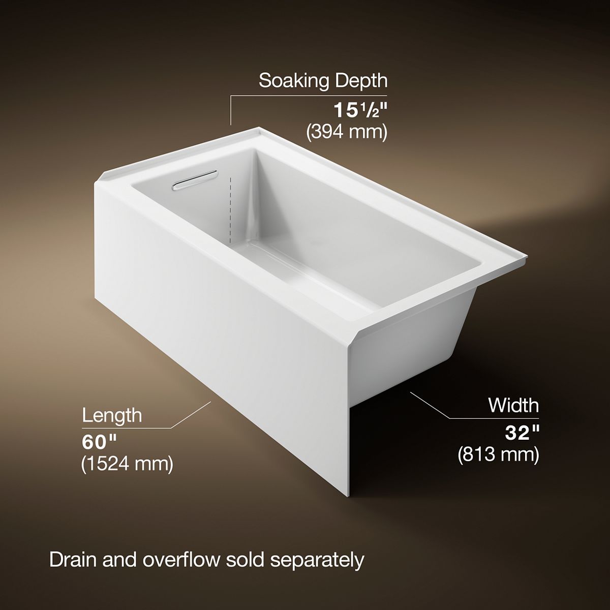 3/4 view of product with dimensions