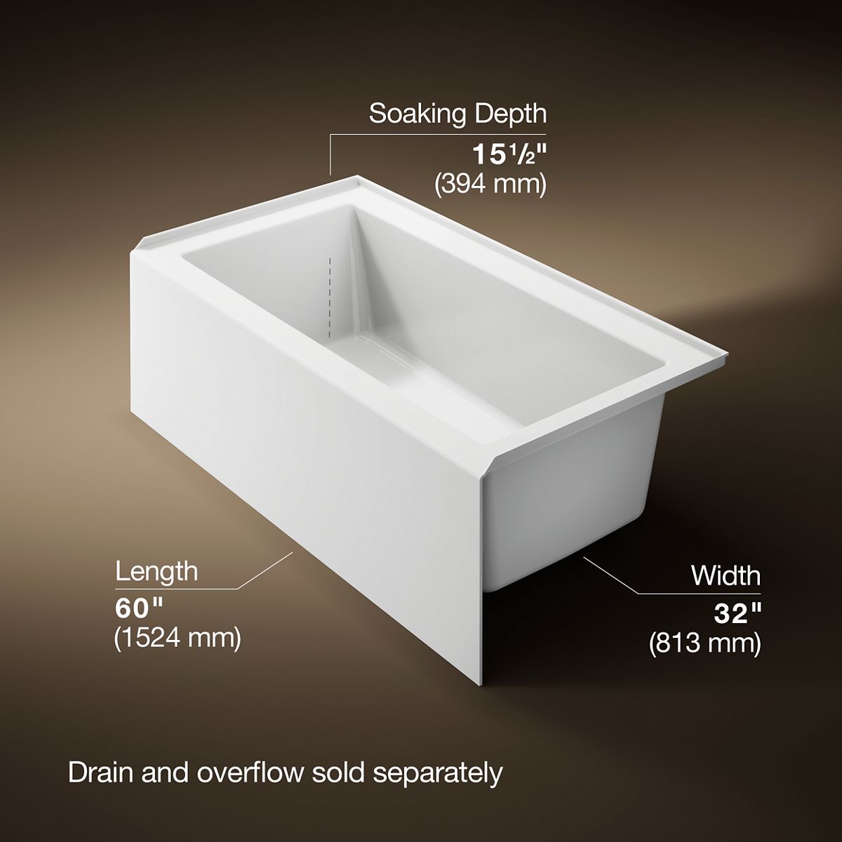 3/4 view of product with dimensions