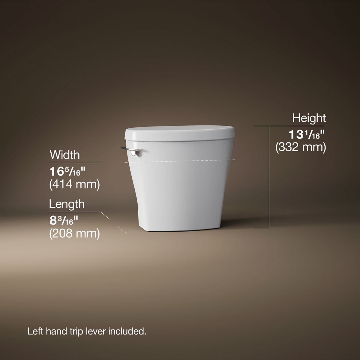 3/4 view of product with dimensions