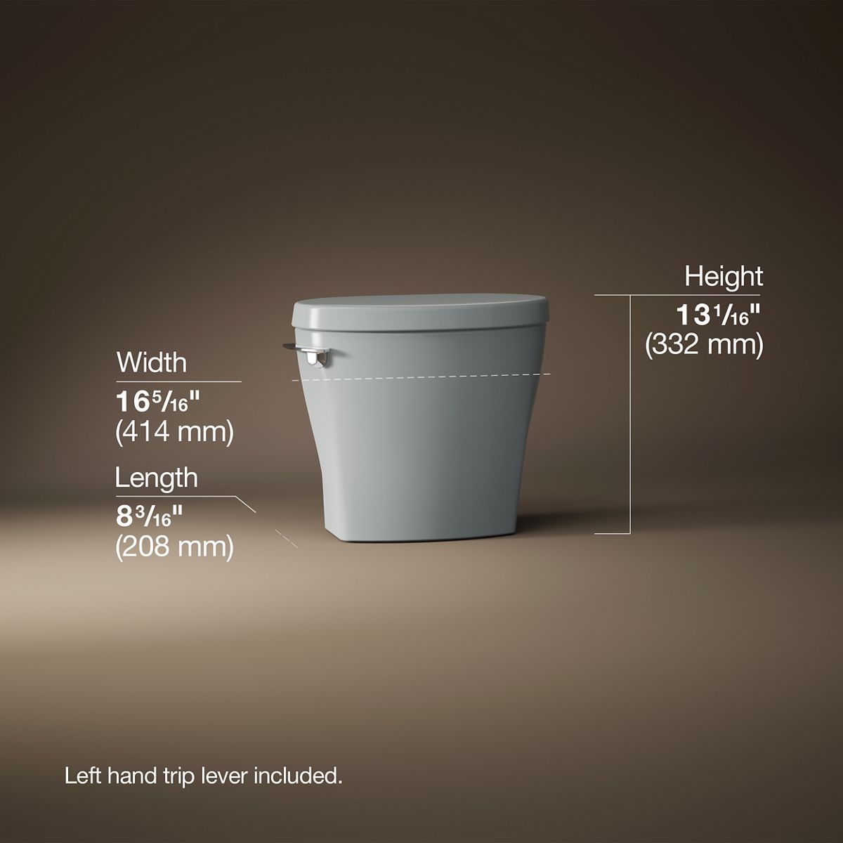 3/4 view of product with dimensions