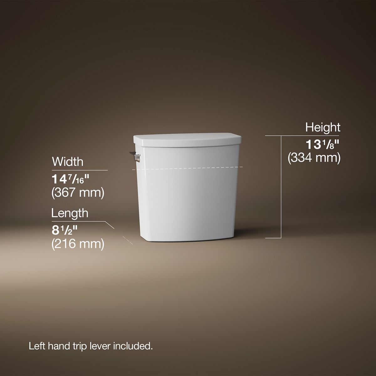 3/4 view of product with dimensions