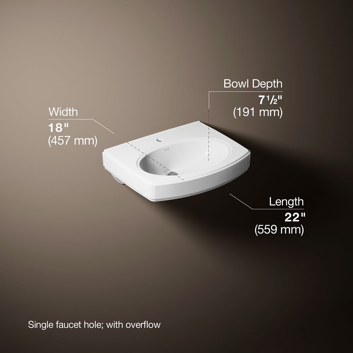 3/4 view of product with dimensions