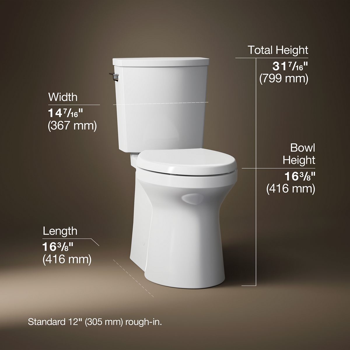 3/4 view of product with dimensions