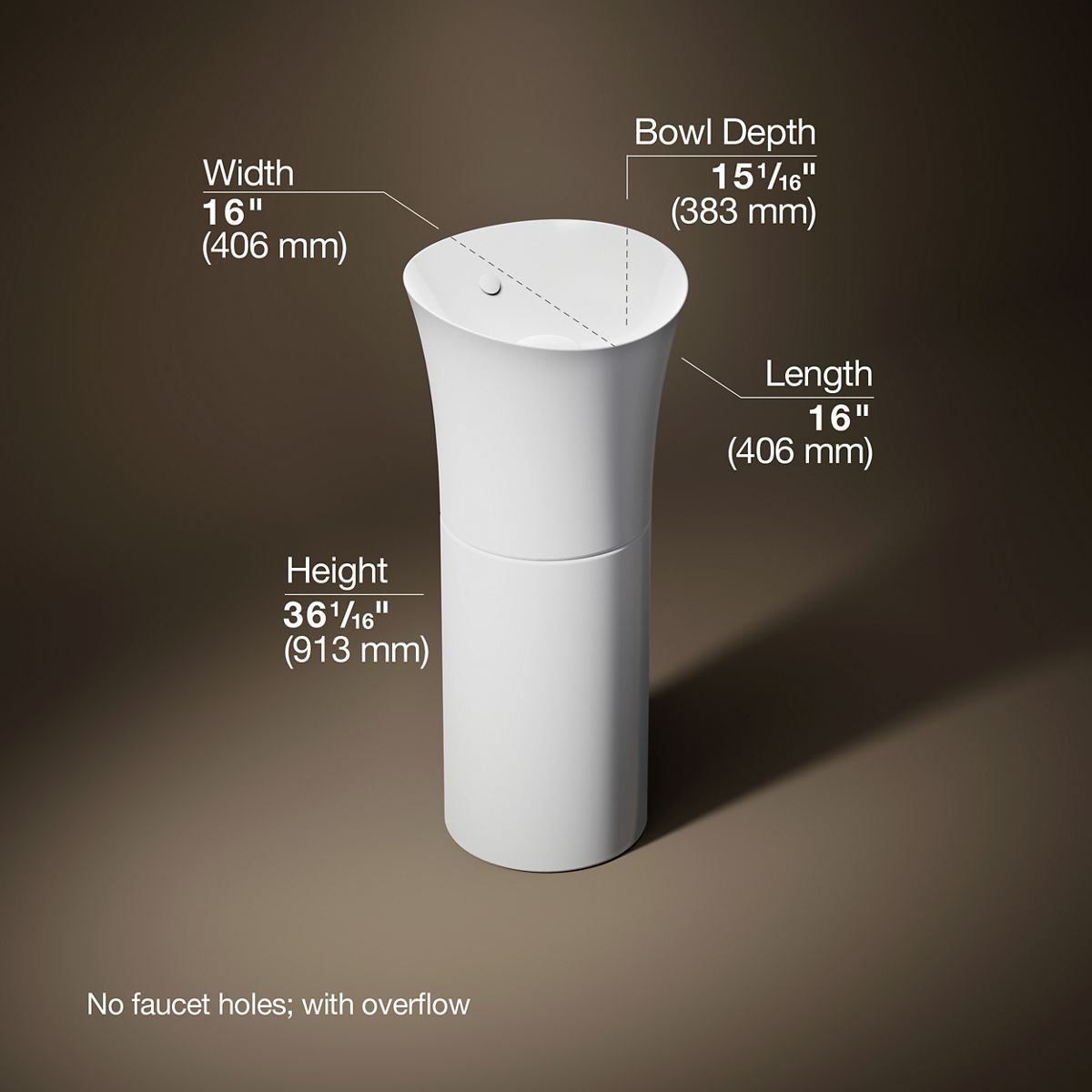 3/4 view of product with dimensions