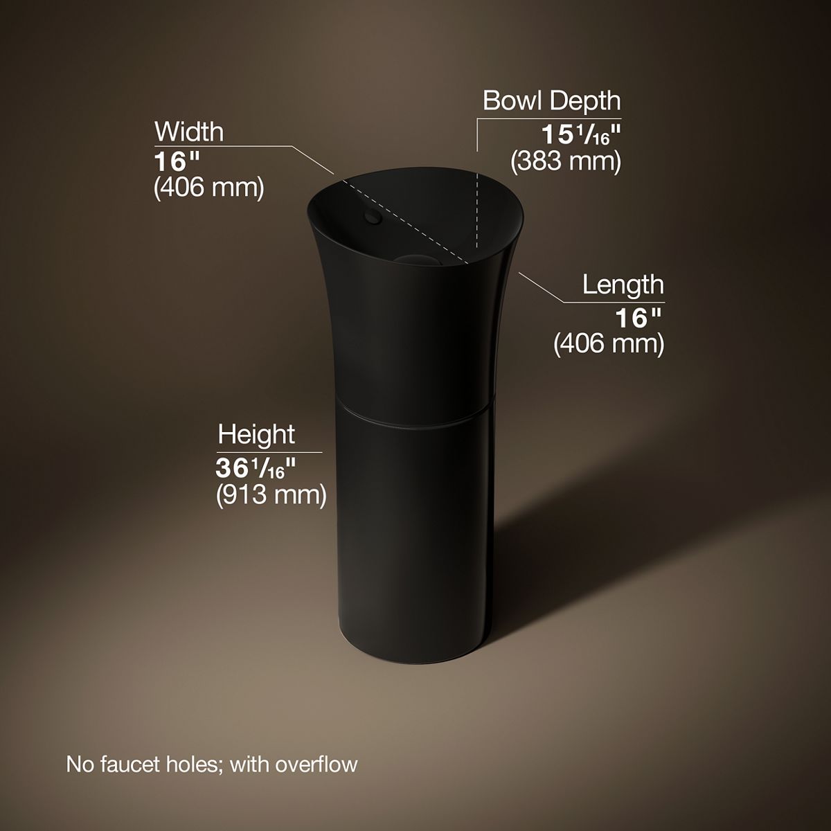 3/4 view of product with dimensions
