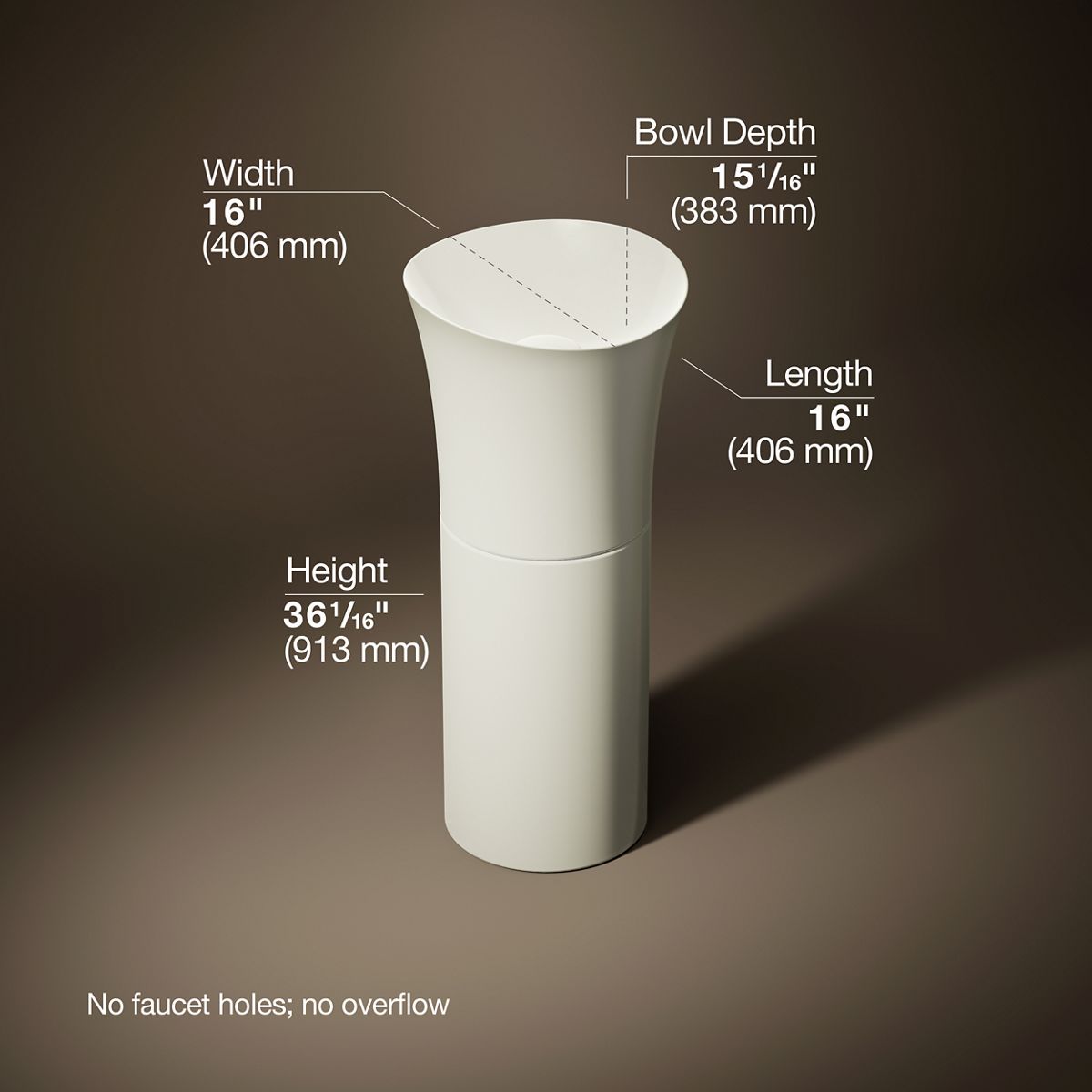 3/4 view of product with dimensions