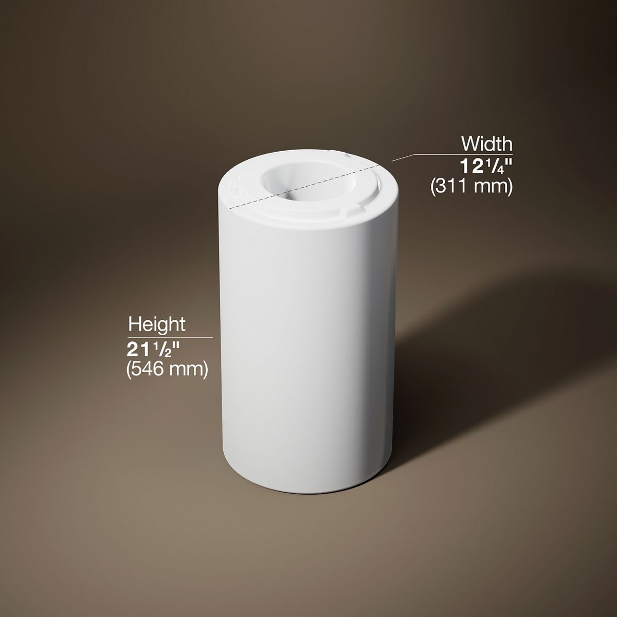 3/4 view of product with dimensions