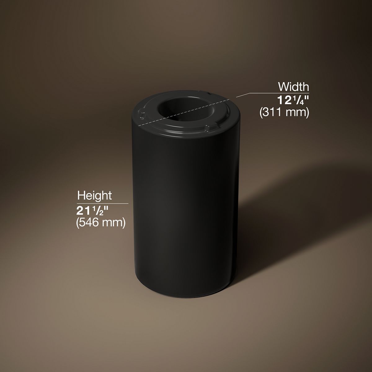 3/4 view of product with dimensions