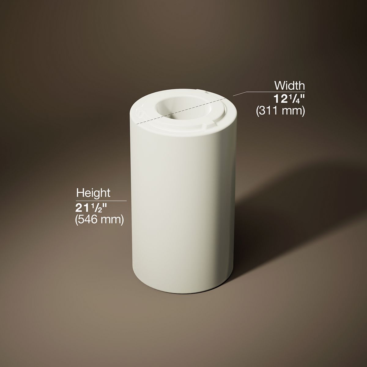 3/4 view of product with dimensions