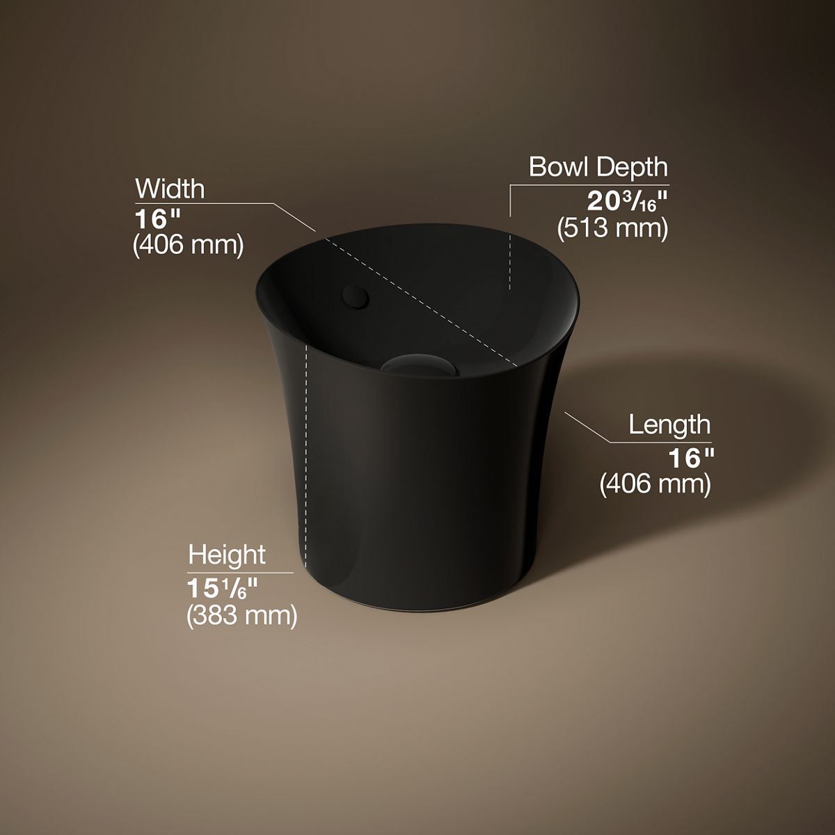 3/4 view of product with dimensions