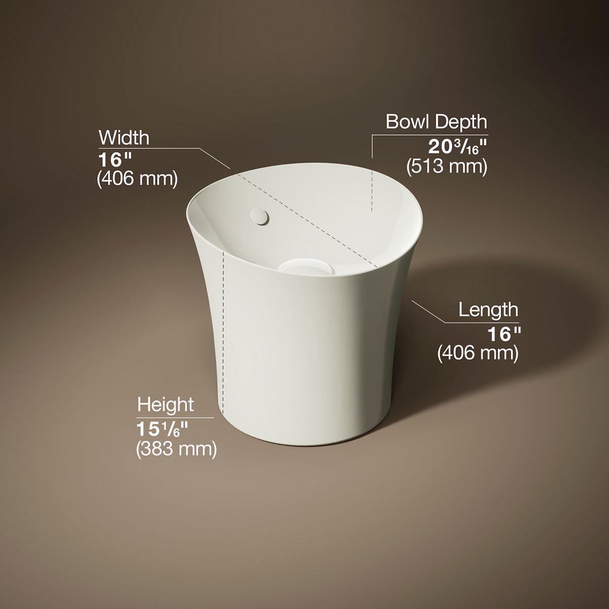 3/4 view of product with dimensions