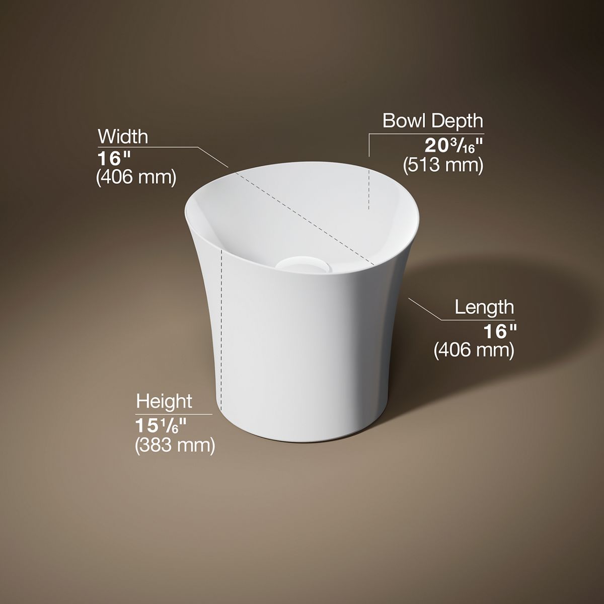 3/4 view of product with dimensions