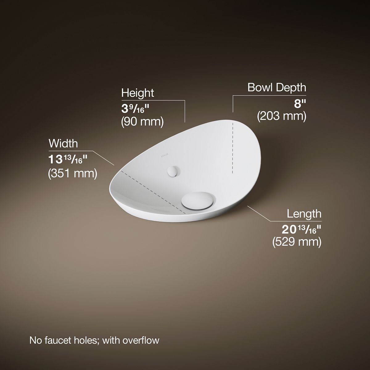 3/4 view of product with dimensions