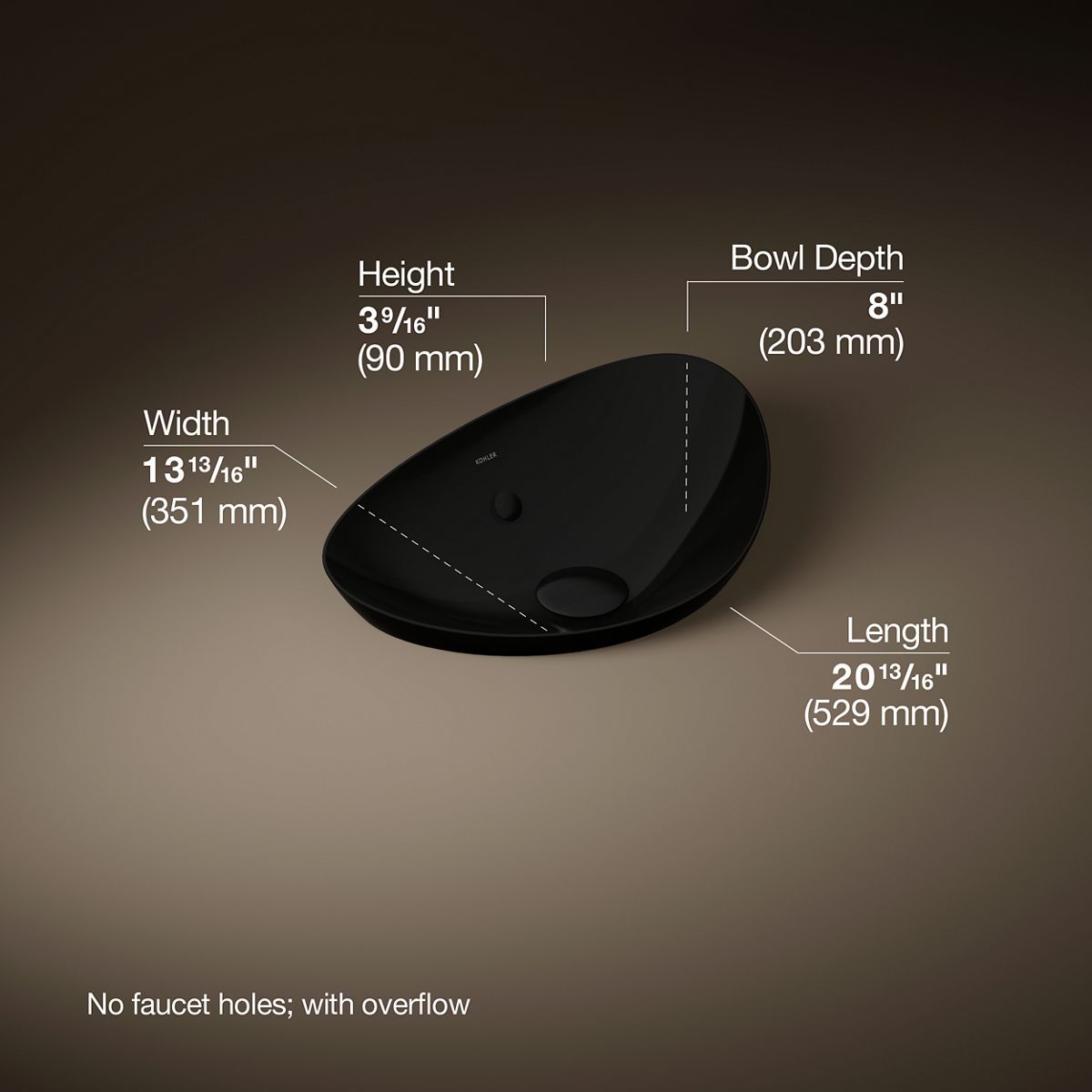 3/4 view of product with dimensions