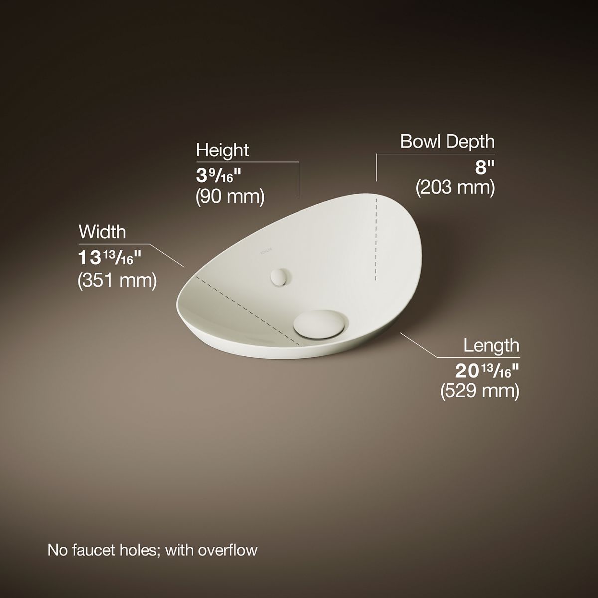 3/4 view of product with dimensions