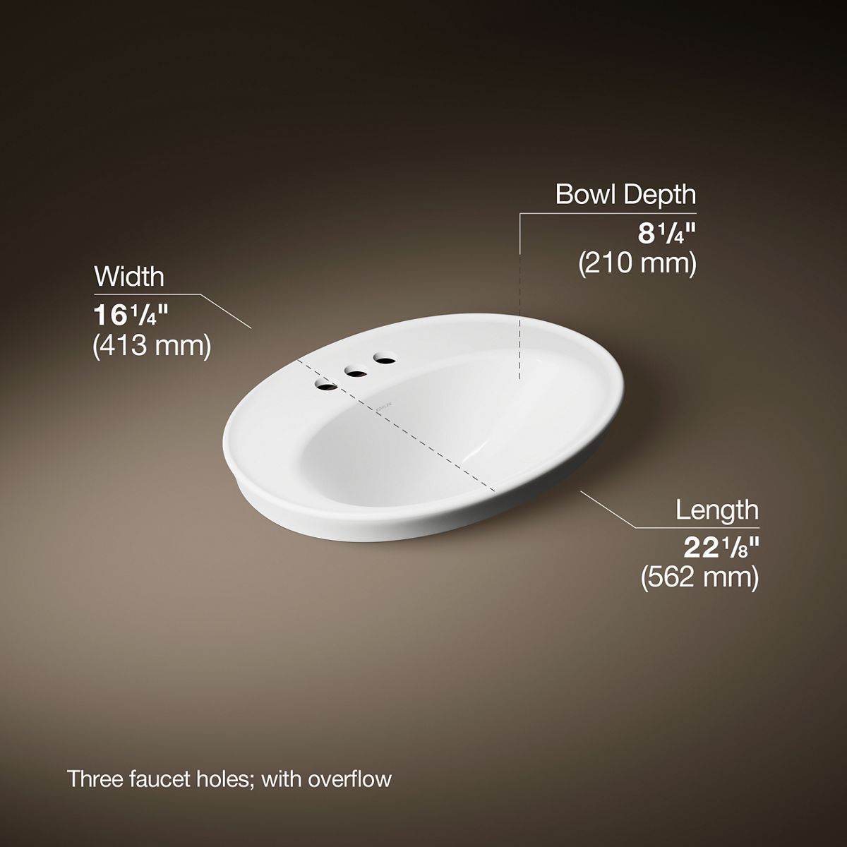 3/4 view of product with dimensions