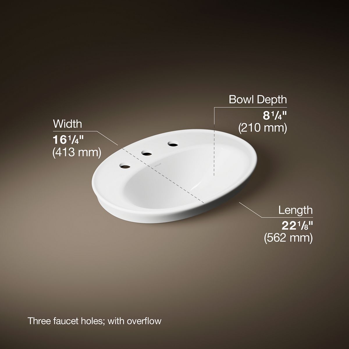 3/4 view of product with dimensions