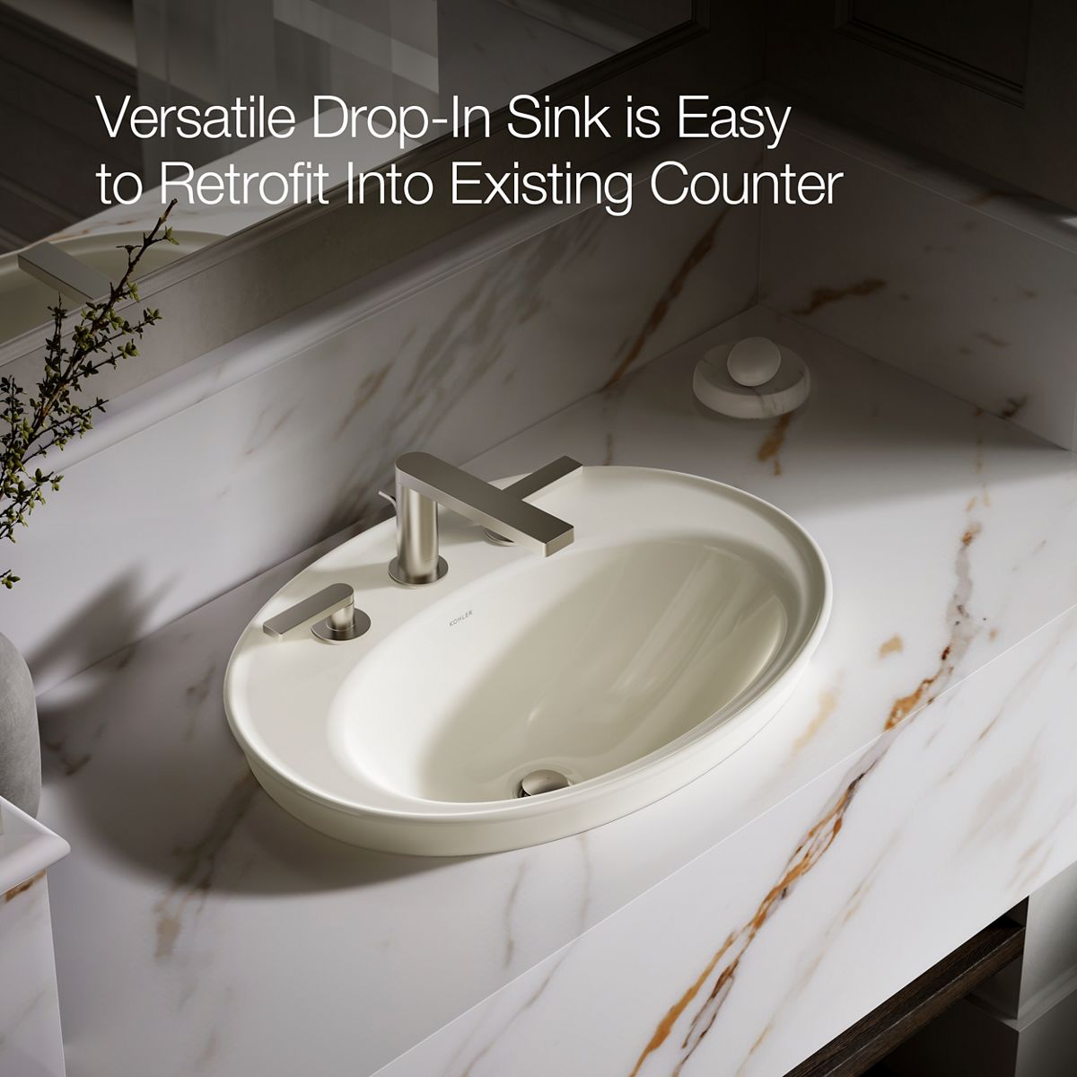 KOHLER | K-2075-8 | Serif Drop-In Sink with 8-Inch Centers
