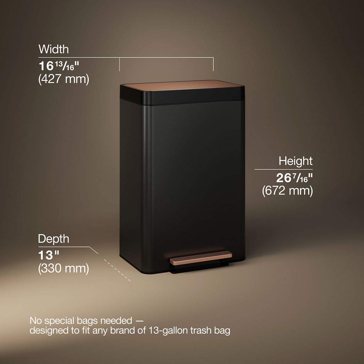 KOHLER | 20940 | undefined| 13-gallon stainless steel step trash can