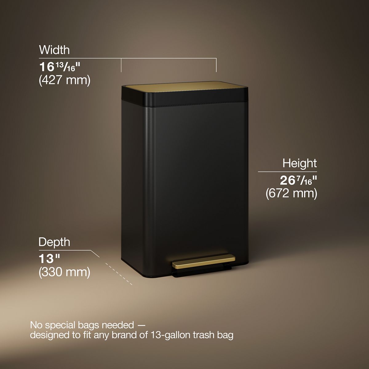 13-Gallon Stainless Steel Step Trash Can | K-20940 | KOHLER