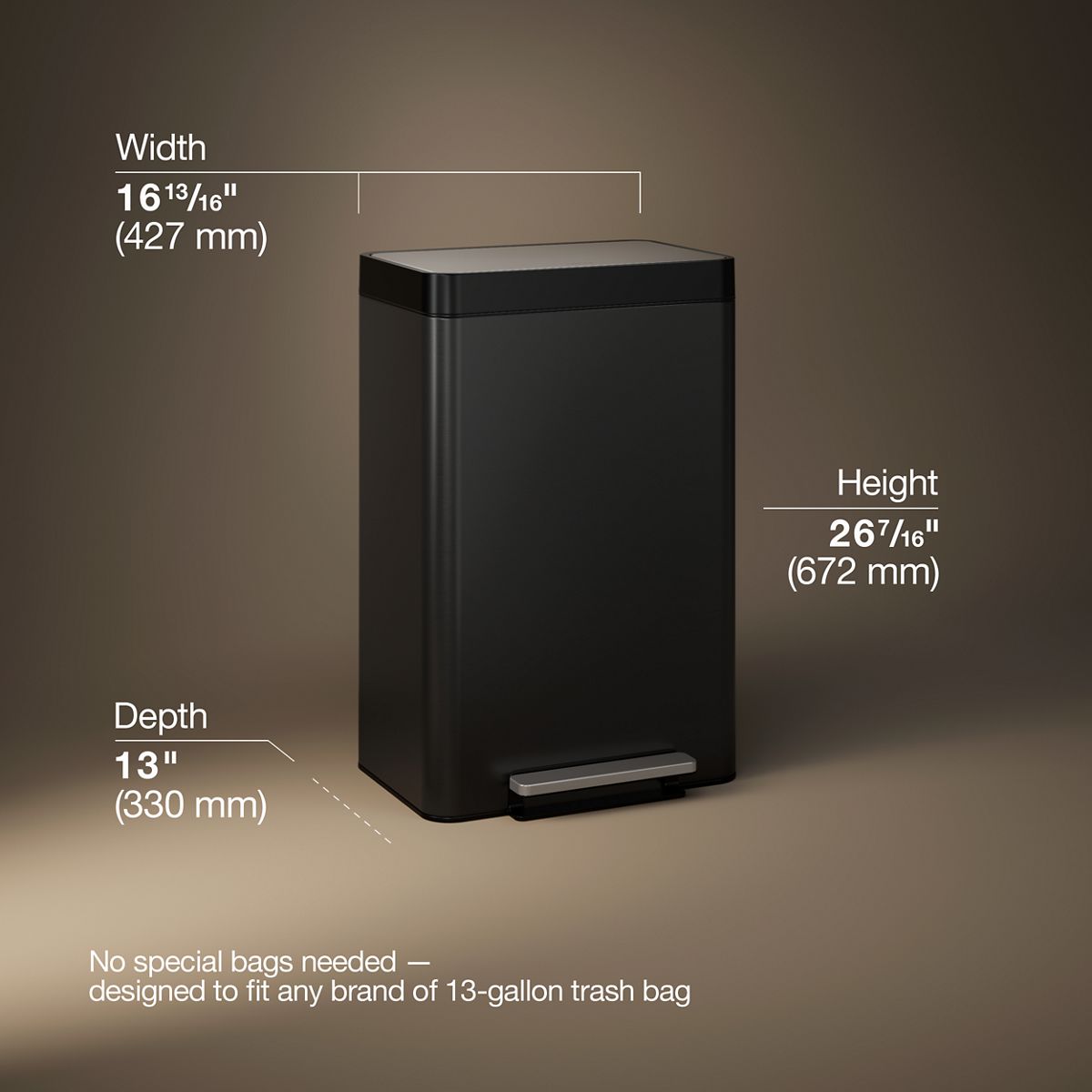 KOHLER | 20940 | undefined| 13-gallon stainless steel step trash can
