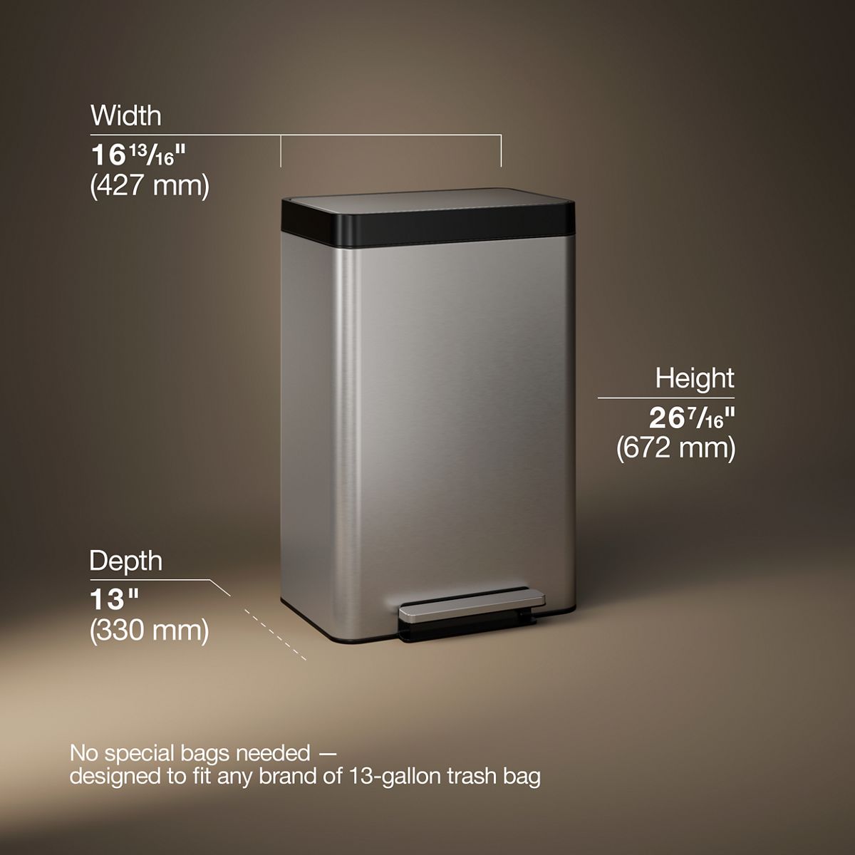 3/4 view of product with dimensions