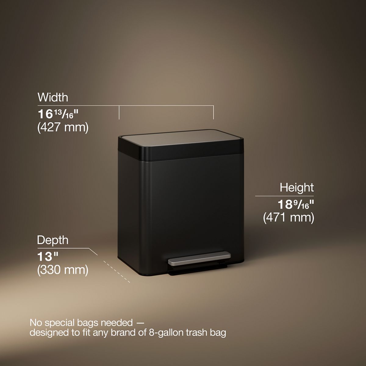 8-gallon stainless steel step trash can | K-20942 | KOHLER