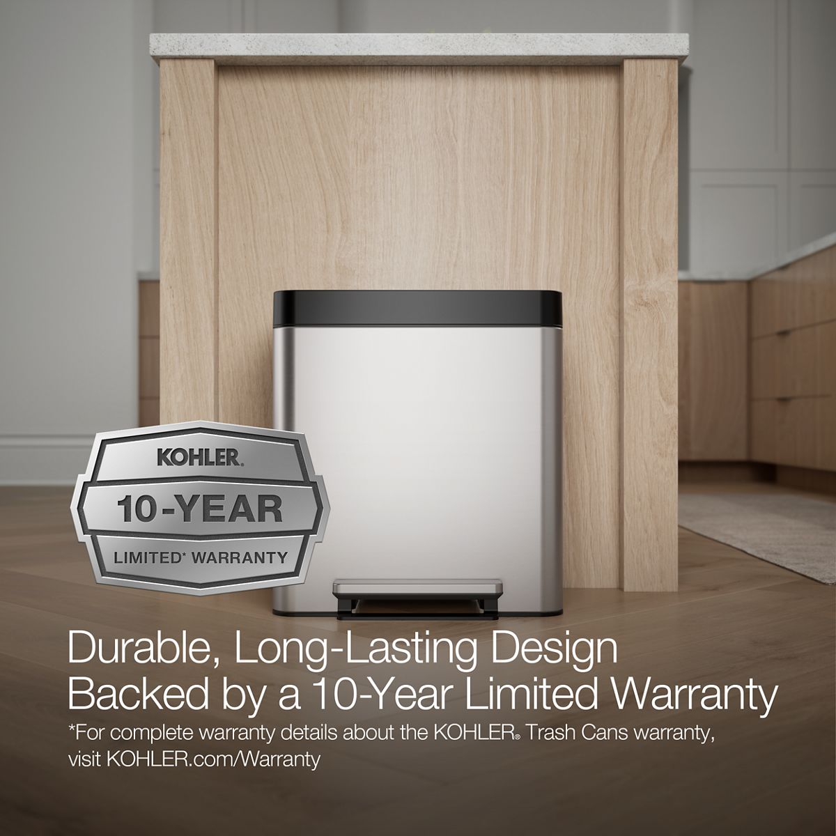 8-gallon stainless steel step trash can | K-20942 | KOHLER