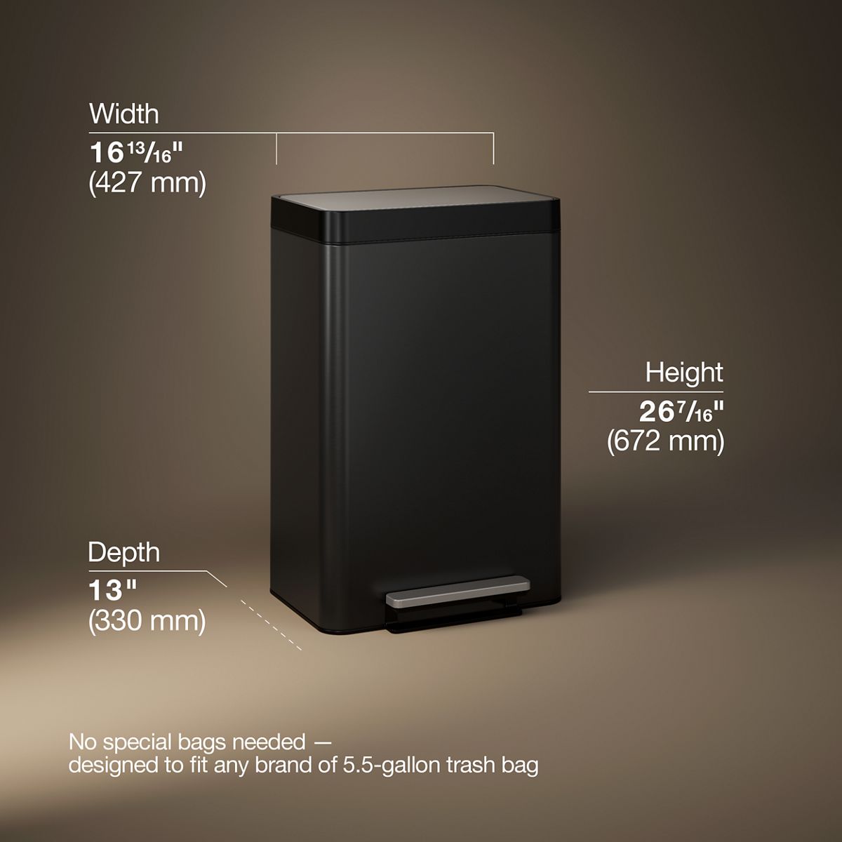 3/4 view of product with dimensions