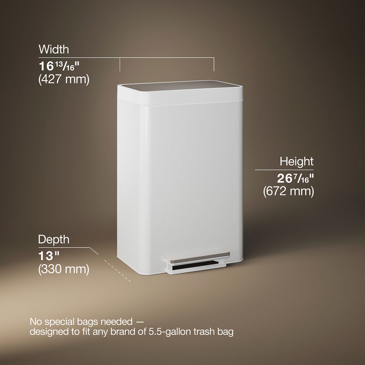 3/4 view of product with dimensions