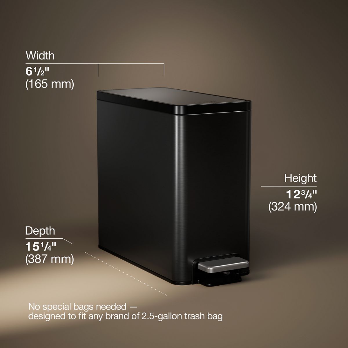 3/4 view of product with dimensions