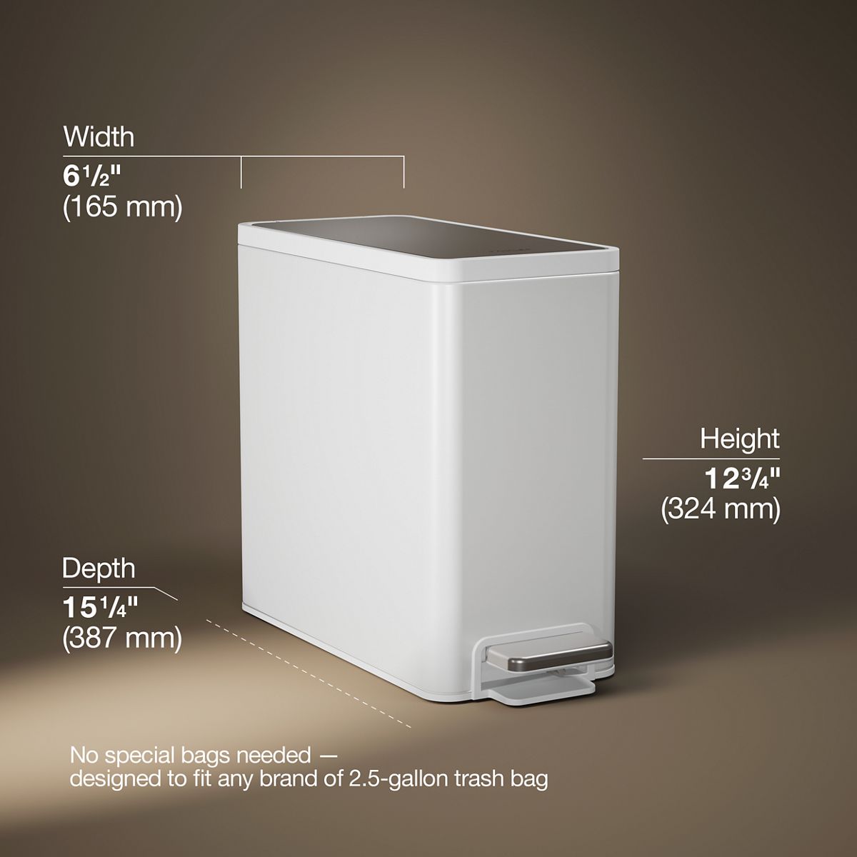 3/4 view of product with dimensions