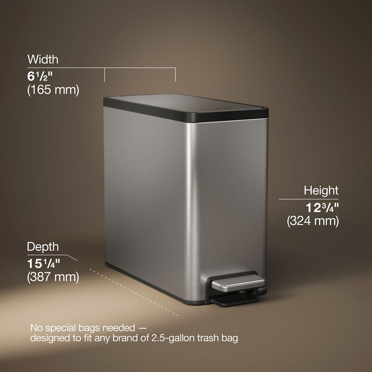 3/4 view of product with dimensions
